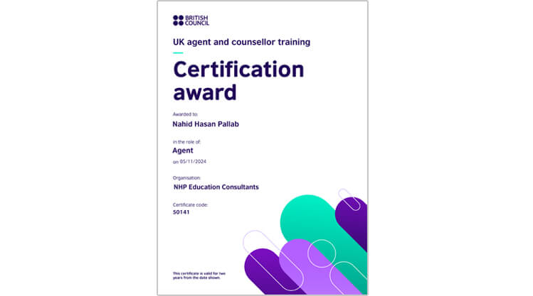 British Council Certificate N H Pallab
