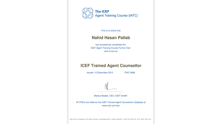 ICEF Certificate