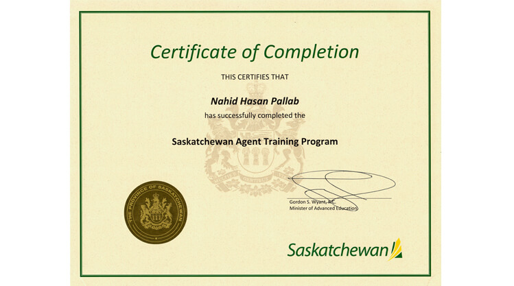 Saskatchewan Agent Training Certificate